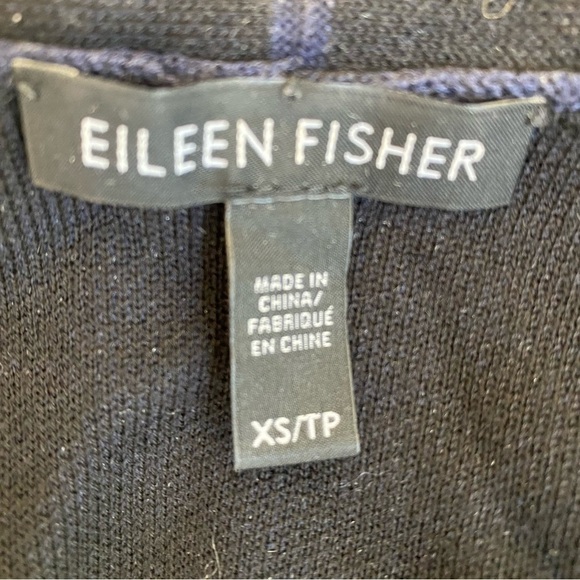 Eileen Fisher Navy Blue And Black Open Front Cardigan Sweater Jacket XS - Picture 10 of 10